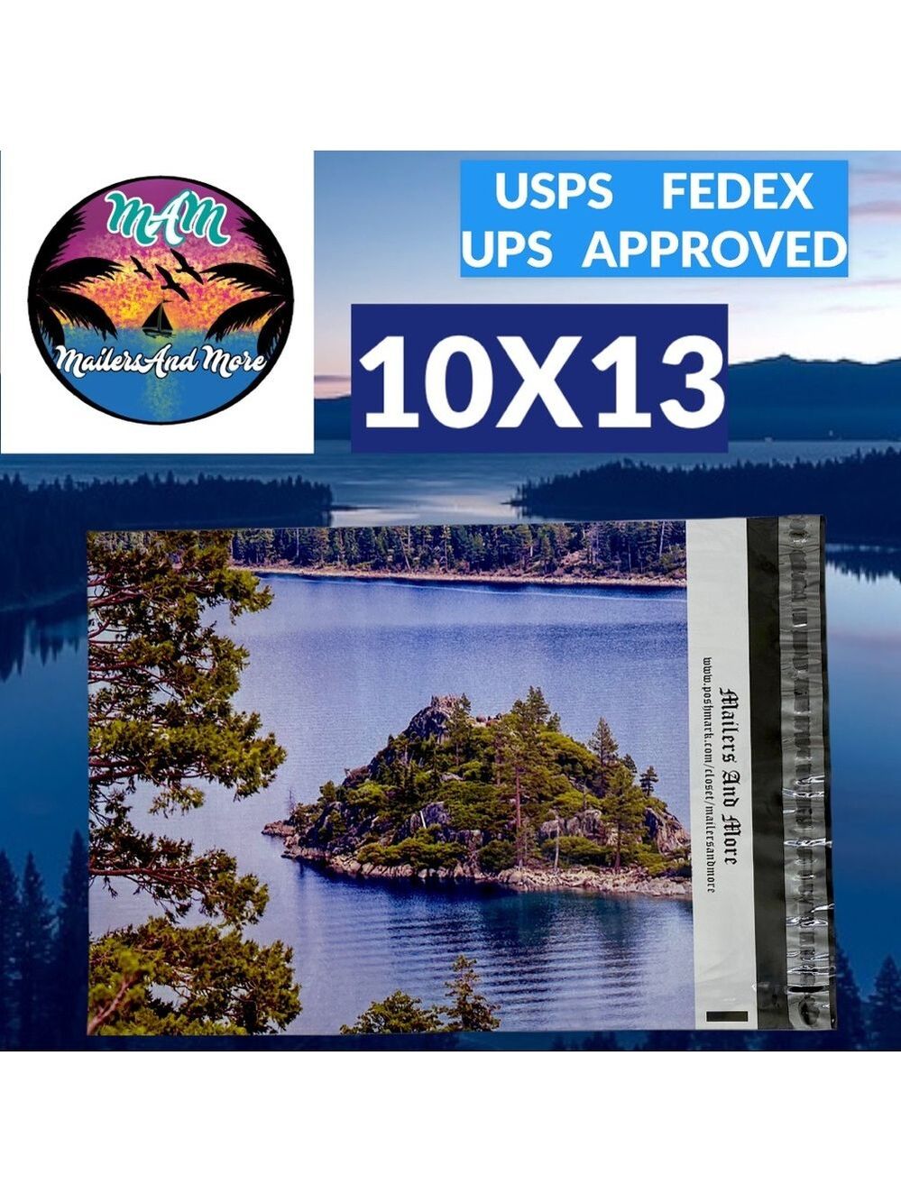 25 10X13 Poly Mailers Lake Tahoe California PRICE IS FIRM - Picture 9 of 9